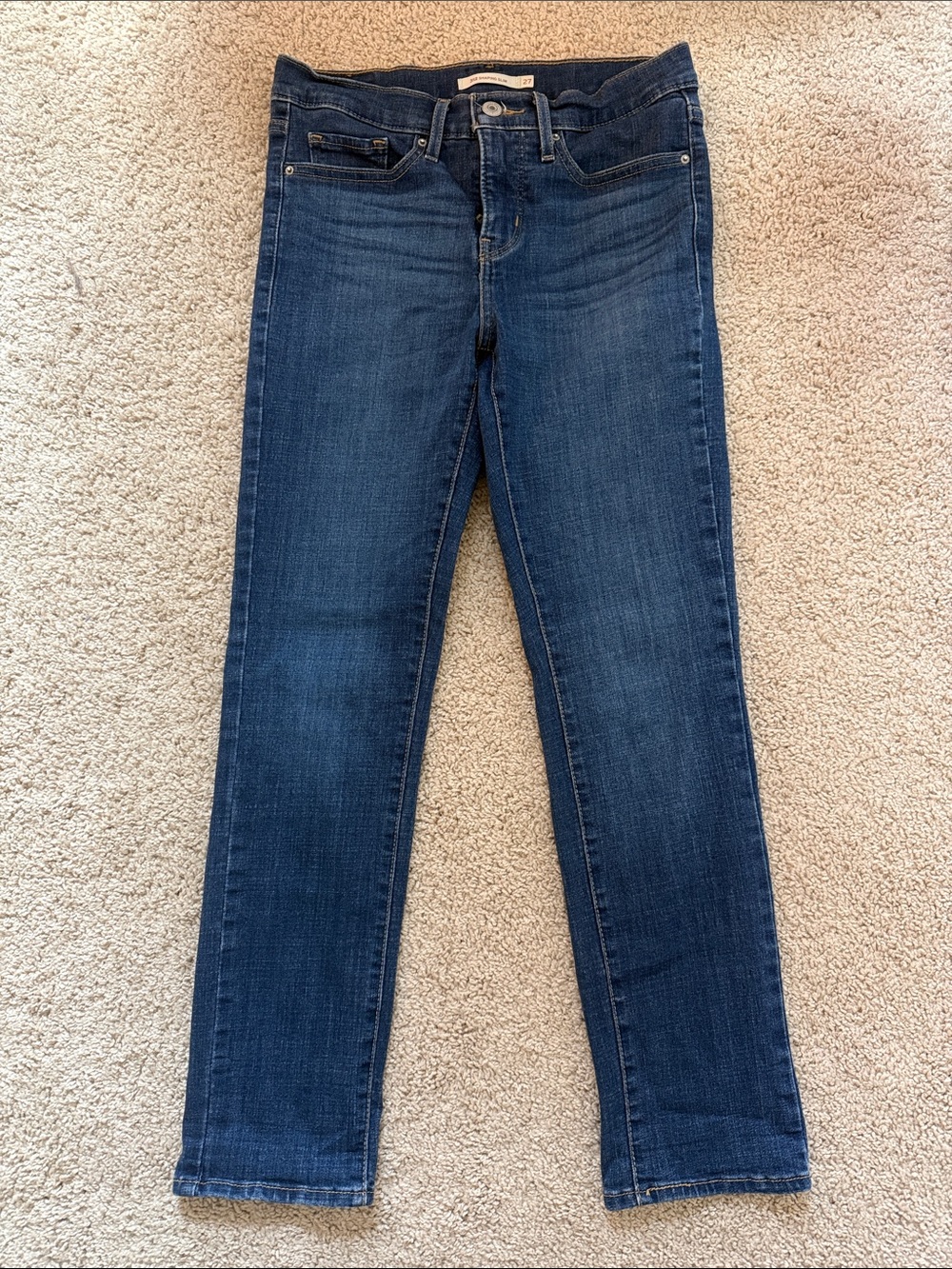 Levi’s Women’s Shaping Slim Stretch Denim Jeans in Dark Blue
